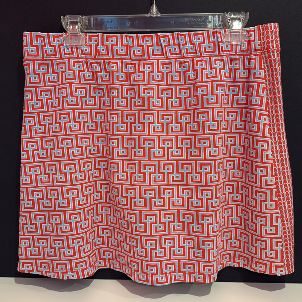 J. McLaughlin Geometric Red Turquoise and White Skort Golf Pickleball Size L